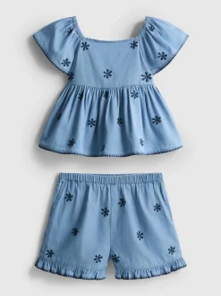 1,5-9 años | Blusa y pantalones cortos de cambray