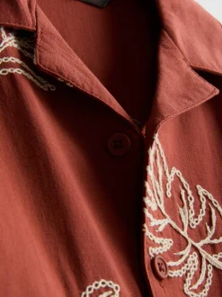 1,5-9 años | Camisa con bordado de hojas