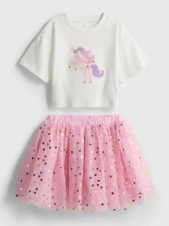 1,5-8 años | Camiseta con unicornio y falda tutú
