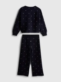 1-9 años | Cárdigan y pantalones de punto de lunares