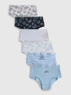 2-15 años | Pack de 6 braguitas bajas con mariposas
