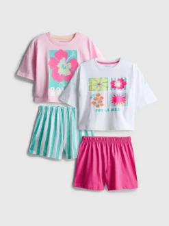 7-15 años | Pack de 2 pijamas cortos con hibiscos
