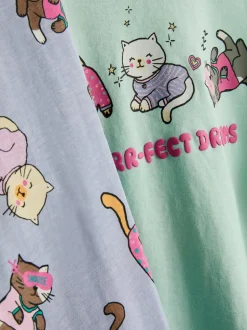 1-8 años | Pack de 2 pijamas en algodón con gatos