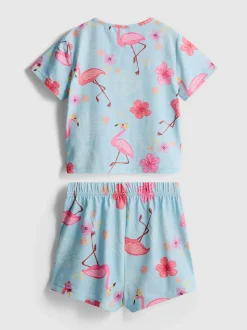 1,5-8 años | Pijama corto con camisa y flamencos