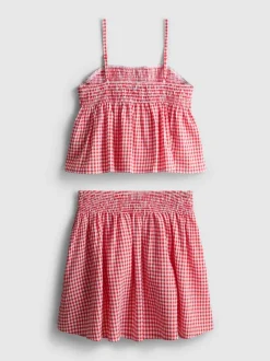 7-15 años | Set de blusa y falda a cuadros vichy