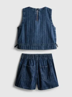 7-15 años | Top vaquero a rayas y pantalones cortos