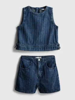 7-15 años | Top vaquero a rayas y pantalones cortos