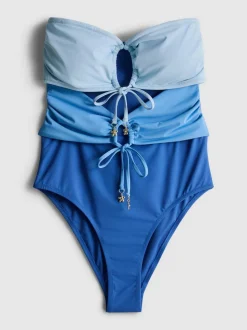 Bañador tipo bandeau con aberturas