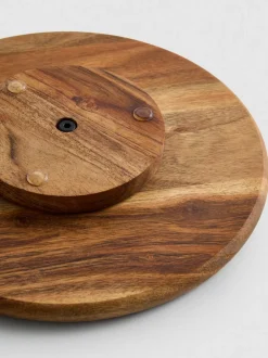 Bandeja de servir giratoria de madera