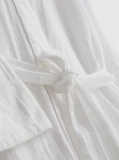Bata midi de algodón con textura plumeti