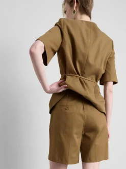 Bermudas tipo safari en mezcla de algodón