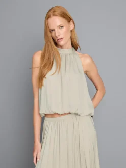 Blusa abullonada con escote halter