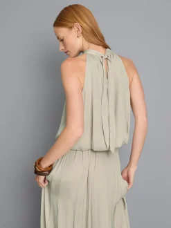 Blusa abullonada con escote halter