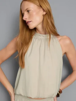 Blusa abullonada con escote halter