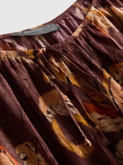 Blusa bardot de raso efecto arrugado con flores