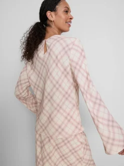 Blusa de cuadros con detalle drapeado