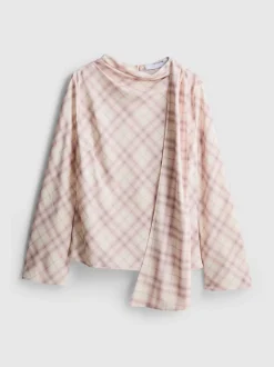 Blusa de cuadros con detalle drapeado
