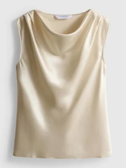 Blusa de satén con cuello drapeado
