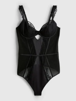 Body con aros de malla y encaje