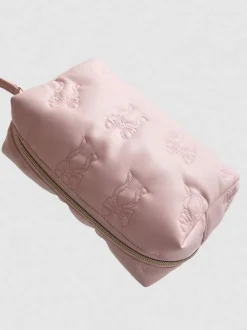 Bolsa de maquillaje acolchada con lazos