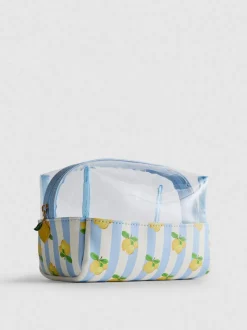 Bolsa de maquillaje con estampado de limones