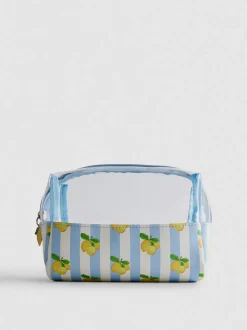 Bolsa de maquillaje con estampado de limones