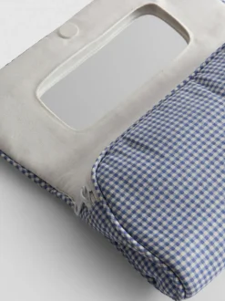 Bolsa de maquillaje de lona a cuadros vichy