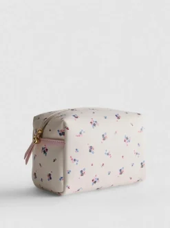 Bolsa de maquillaje de piel sintética floral