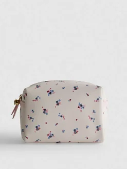 Bolsa de maquillaje de piel sintética floral
