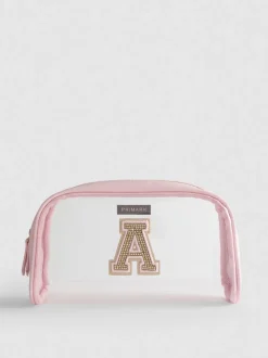 Bolsa de maquillaje transparente con inicial