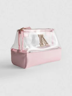 Bolsa de maquillaje transparente con inicial