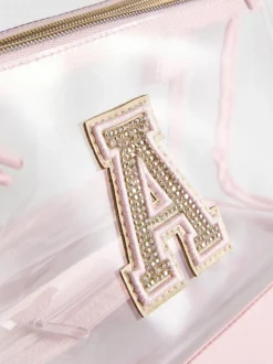 Bolsa de maquillaje transparente con inicial