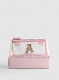 Bolsa de maquillaje transparente con inicial