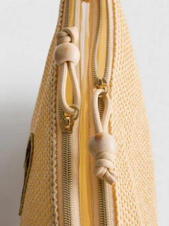 Bolsa para cosméticos de rafia con inicial