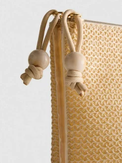 Bolsa para cosméticos de rafia con inicial