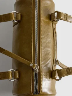 Bolso bowling en piel sintética de efecto desgastado