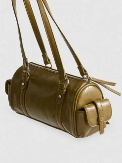 Bolso bowling en piel sintética de efecto desgastado