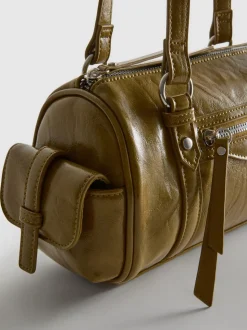 Bolso bowling en piel sintética de efecto desgastado