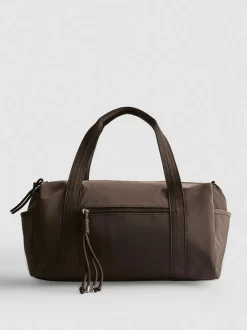 Bolso cilíndrico con bolsillo y cremallera