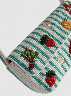 Bolso de hombro con adornos de verduras de cuentas
