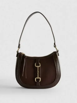 Bolso de hombro de piel sintética con adorno