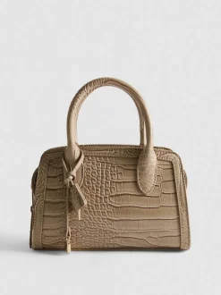 Bolso de mano con efecto piel de cocodrilo