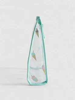 Bolso plano de mano transparente con helados