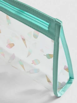 Bolso plano de mano transparente con helados