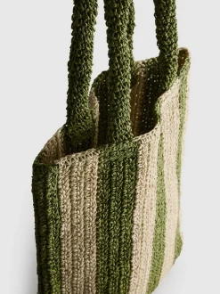 Bolso shopper de paja a rayas