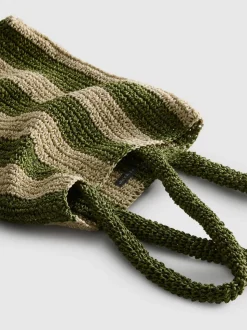 Bolso shopper de paja a rayas