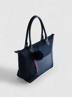 Bolso tote con cierre de cremallera y colgante