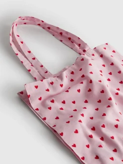 Bolso tote con estampado de corazones