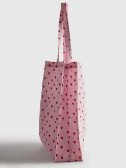 Bolso tote con estampado de corazones