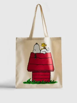 Bolso tote con estampado gráfico de Snoopy